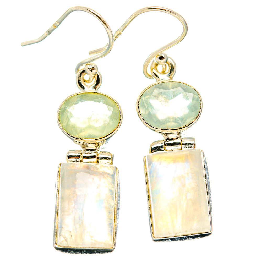 Rainbow Moonstone, Prehnite Earrings handcrafted by Anasilvercos - EARR429810 - Photo 2