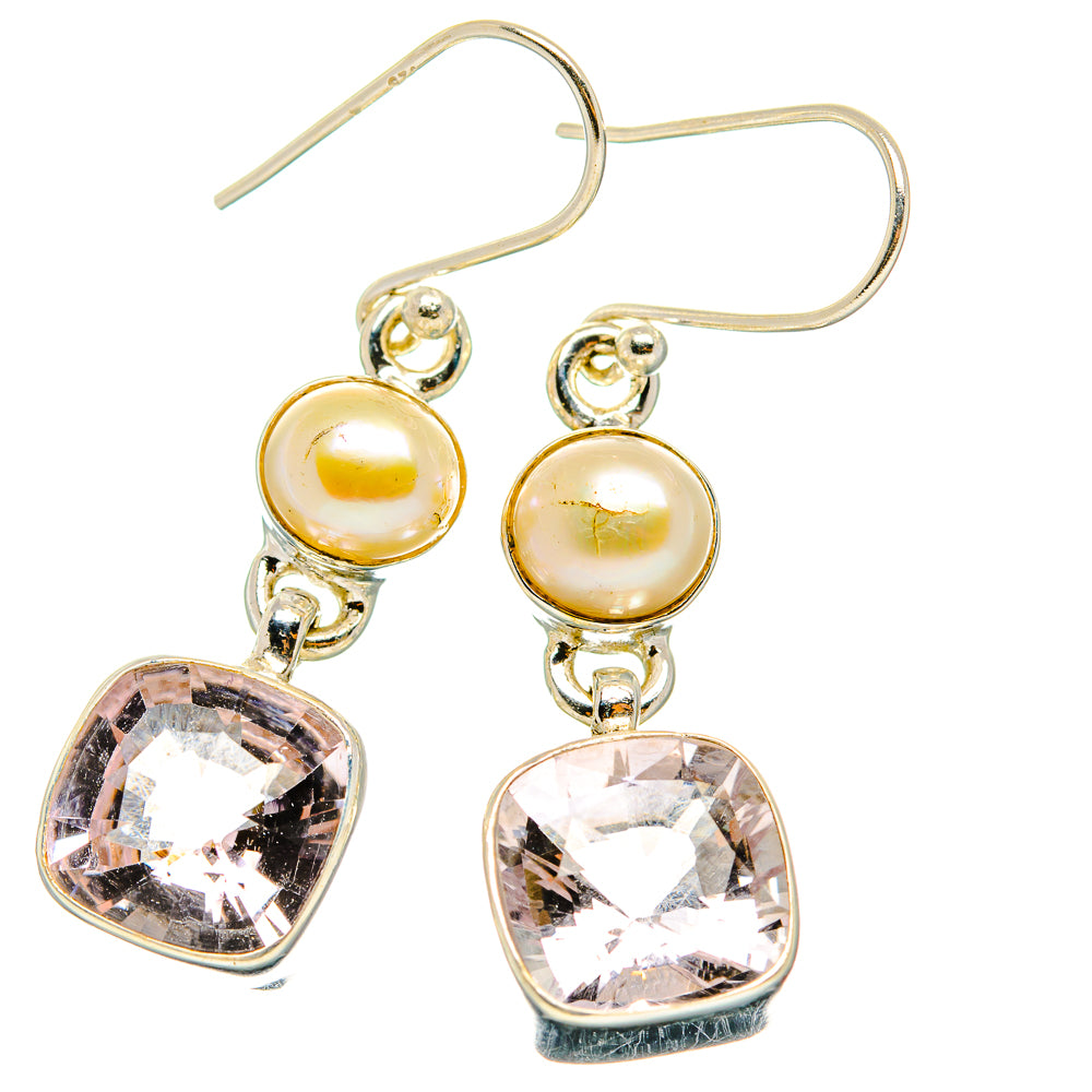 Pink Amethyst, Cultured Pearl Earrings handcrafted by Anasilvercos - EARR429814 - Photo 2