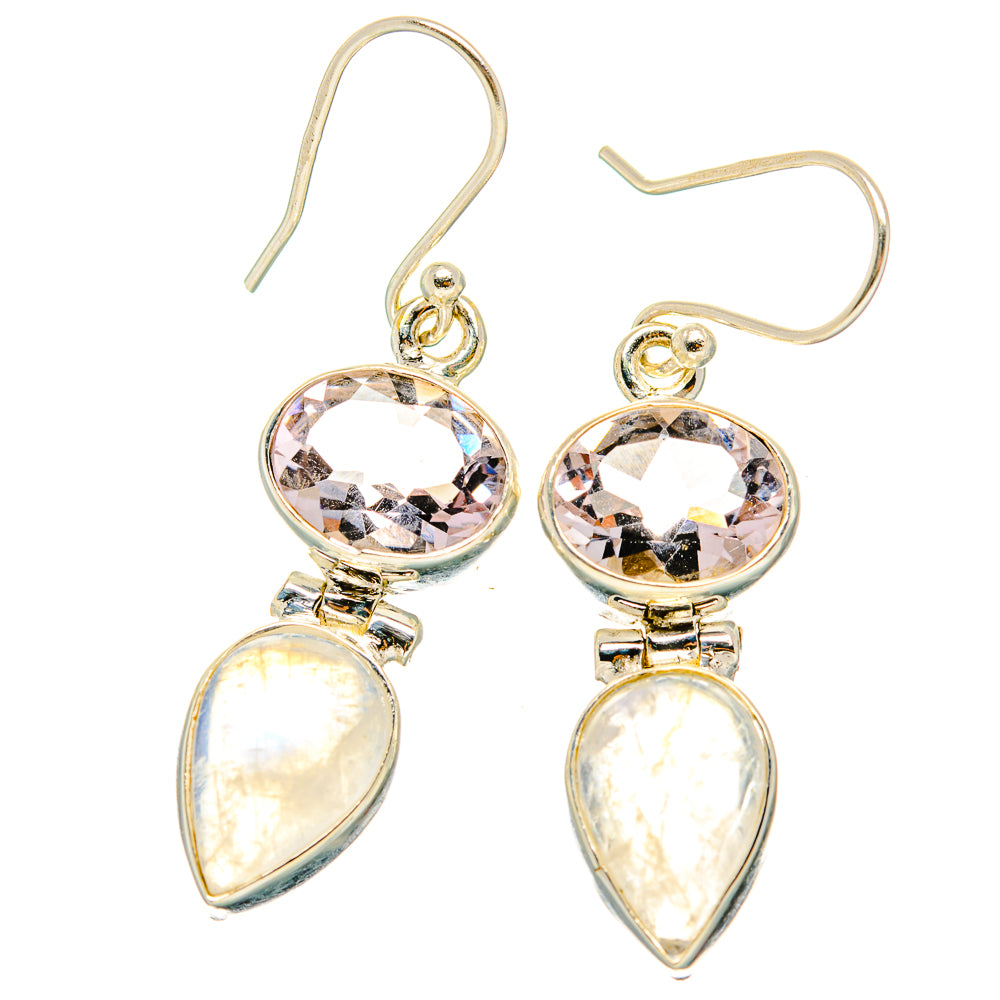Rainbow Moonstone, Pink Amethyst Earrings handcrafted by Anasilvercos - EARR429817 - Photo 2