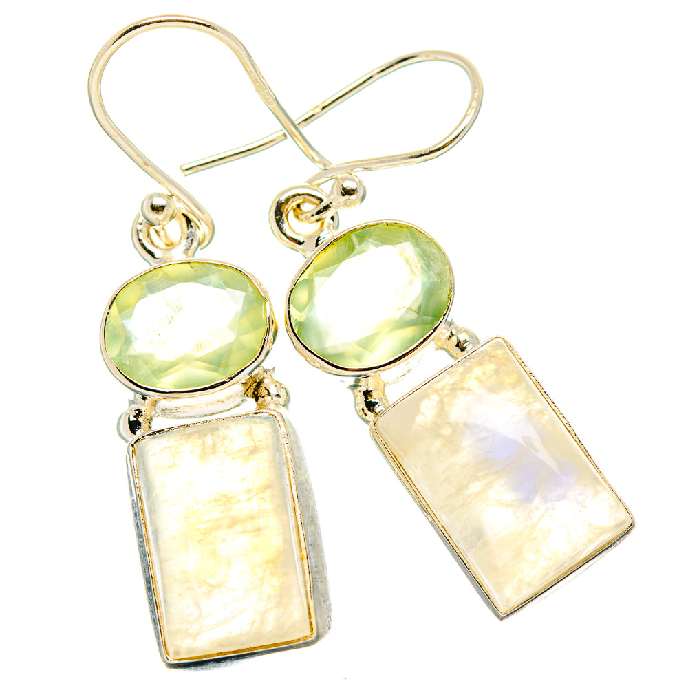Rainbow Moonstone, Prehnite Earrings handcrafted by Anasilvercos - EARR429822 - Photo 2