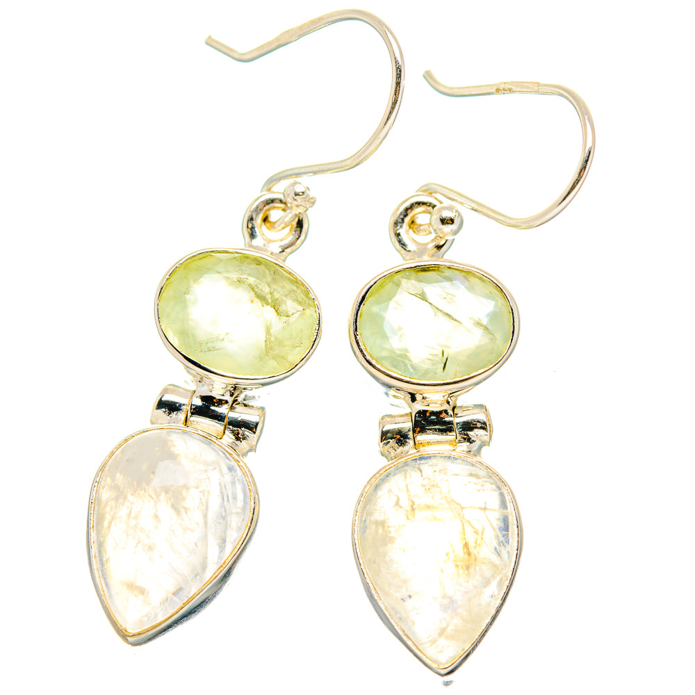 Rainbow Moonstone, Prehnite Earrings handcrafted by Anasilvercos - EARR429828 - Photo 2