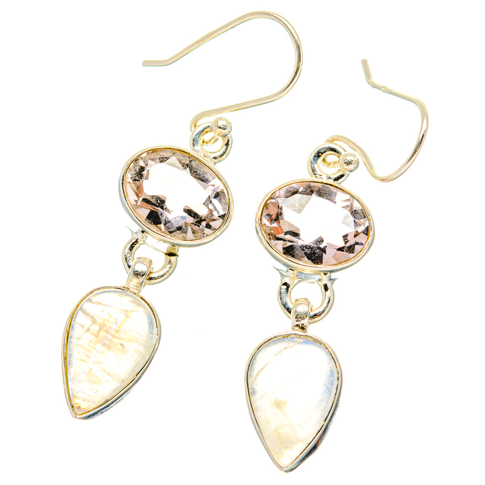 Rainbow Moonstone, Pink Amethyst Earrings handcrafted by Anasilvercos - EARR429830 - Photo 2