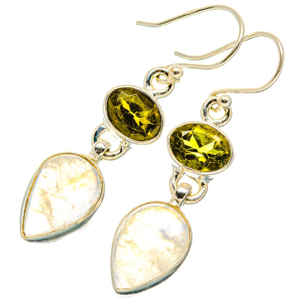 Rainbow Moonstone, Green Tourmaline Earrings handcrafted by Anasilvercos - EARR429832 - Photo 2