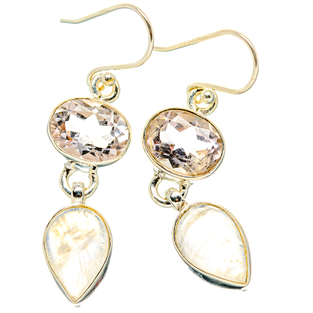 Rainbow Moonstone, Pink Amethyst Earrings handcrafted by Anasilvercos - EARR429833 - Photo 2