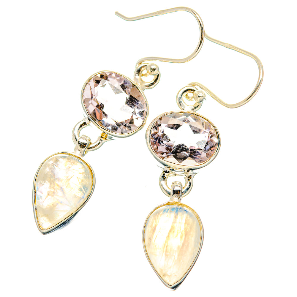 Rainbow Moonstone, Pink Amethyst Earrings handcrafted by Anasilvercos - EARR429838 - Photo 2