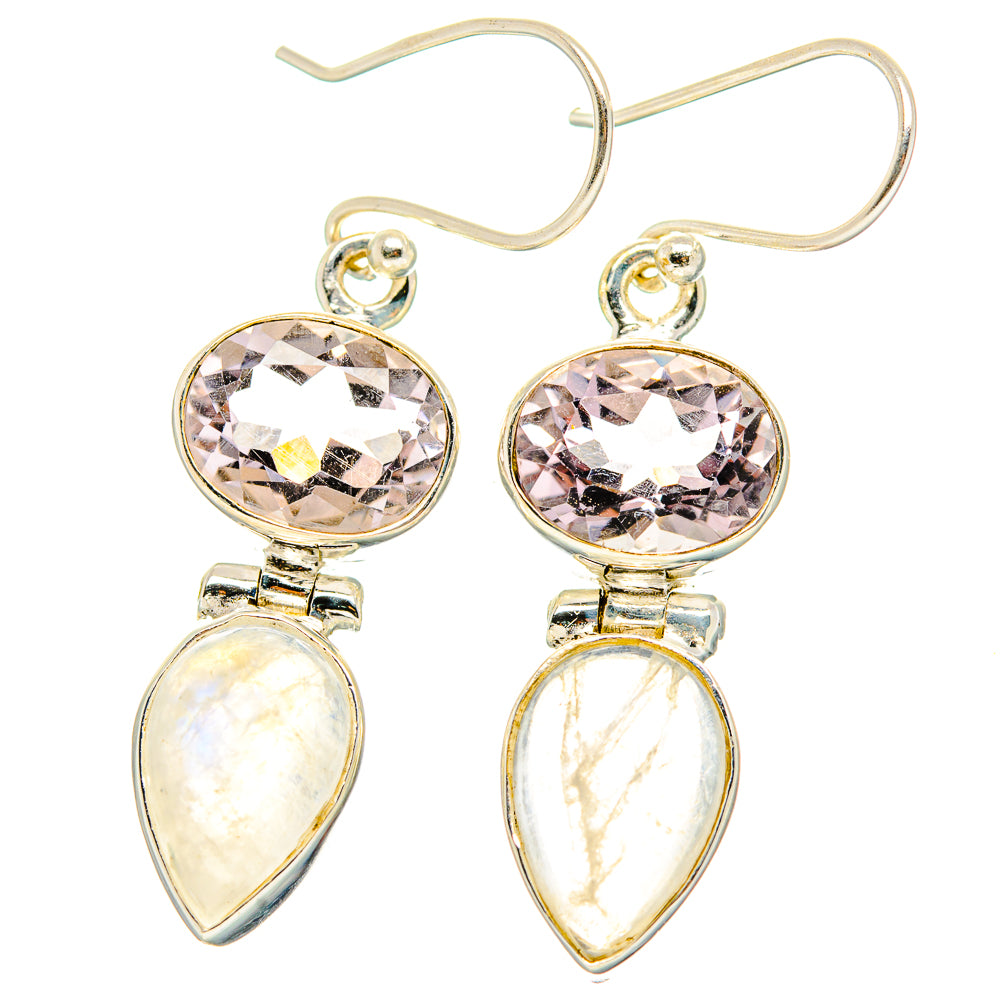 Rainbow Moonstone, Pink Amethyst Earrings handcrafted by Anasilvercos - EARR429840 - Photo 2