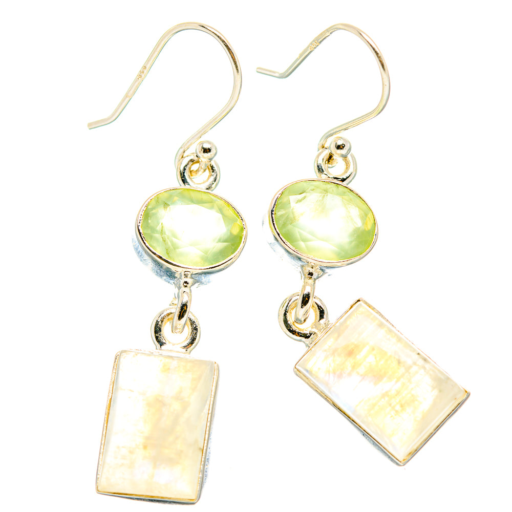 Rainbow Moonstone, Prehnite Earrings handcrafted by Anasilvercos - EARR429849 - Photo 2