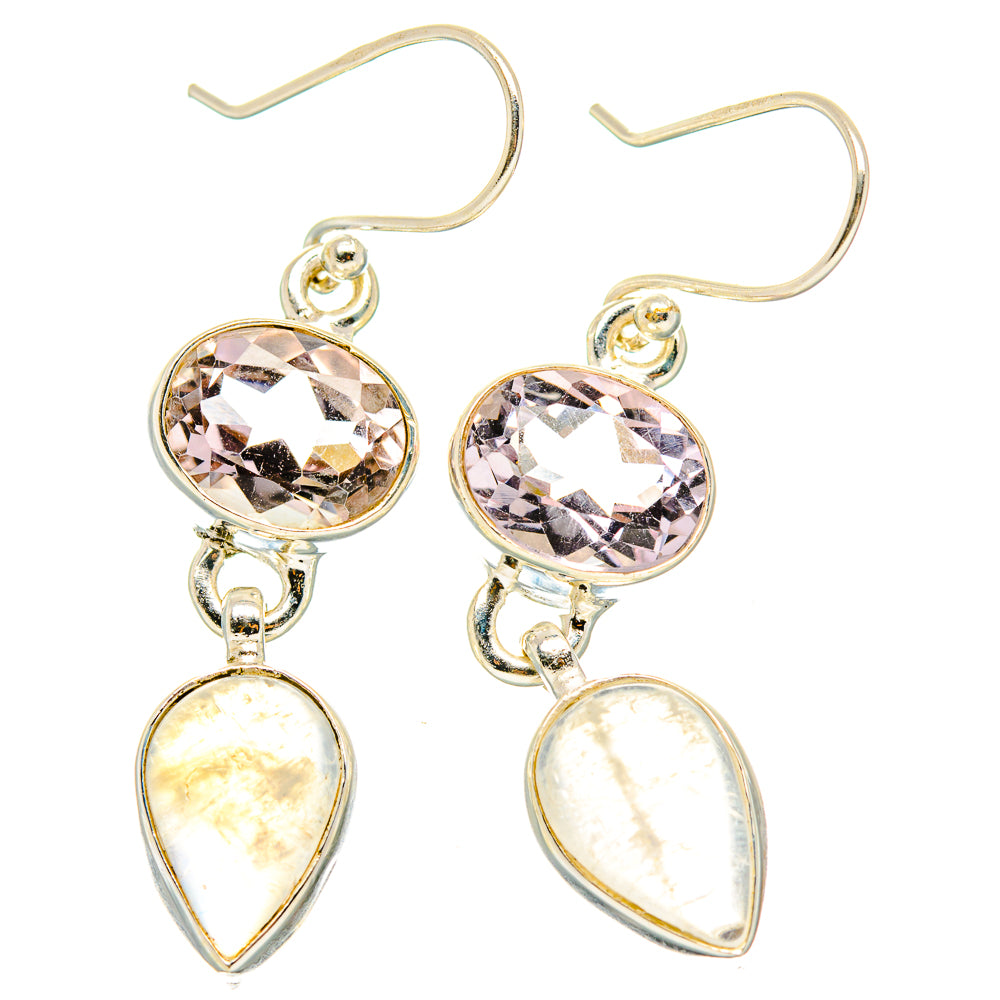 Rainbow Moonstone, Pink Amethyst Earrings handcrafted by Anasilvercos - EARR429851 - Photo 2