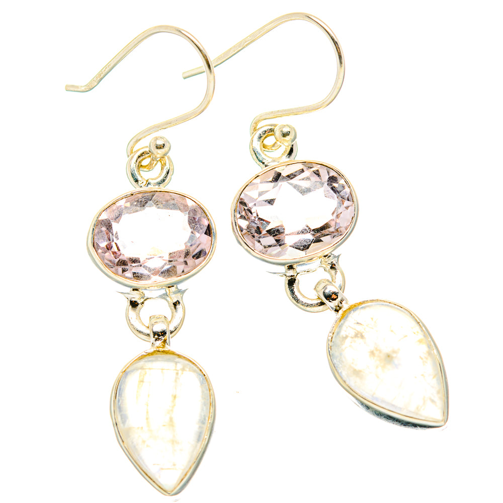 Rainbow Moonstone, Pink Amethyst Earrings handcrafted by Anasilvercos - EARR429856 - Photo 2