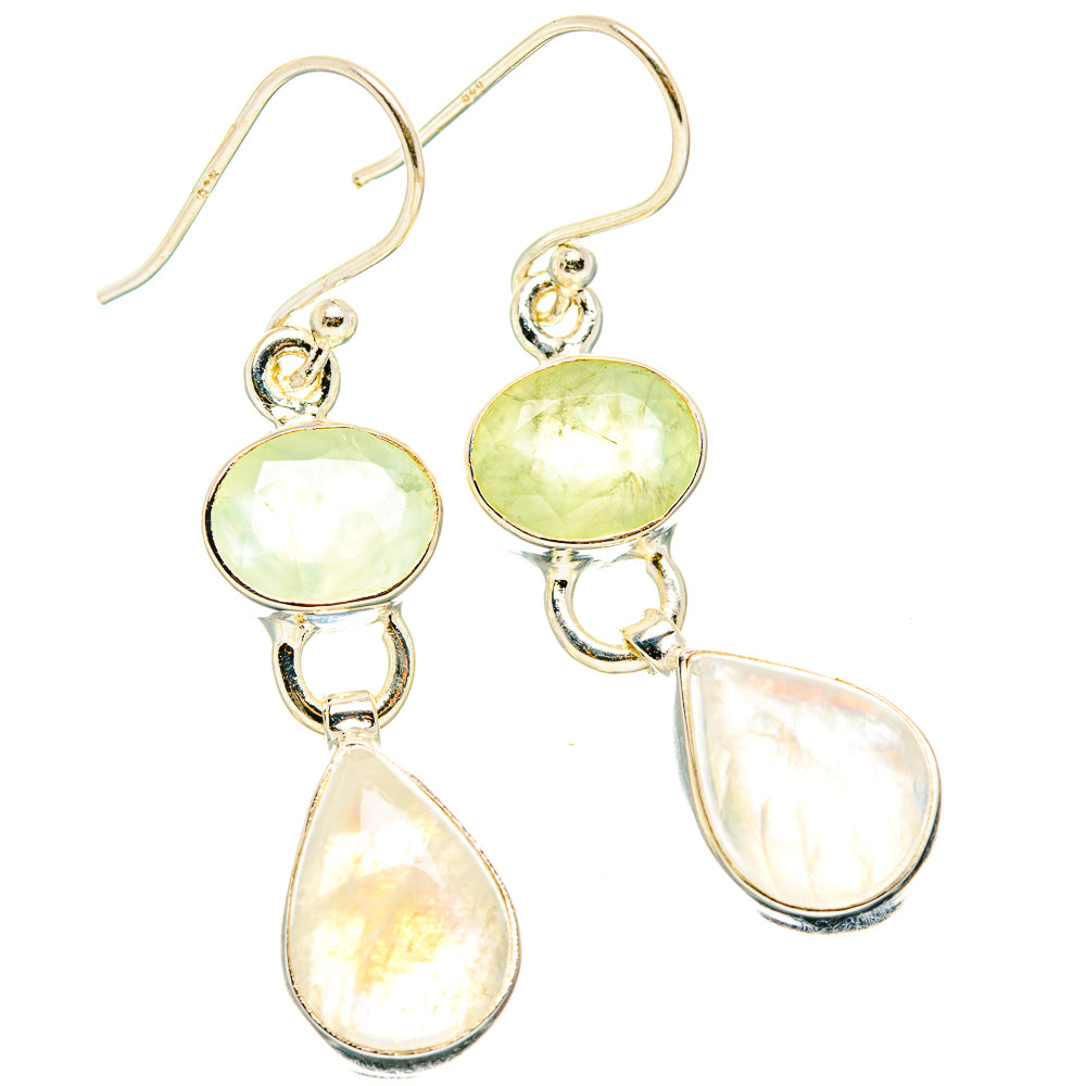 Rainbow Moonstone, Prehnite Earrings handcrafted by Anasilvercos - EARR429861 - Photo 2