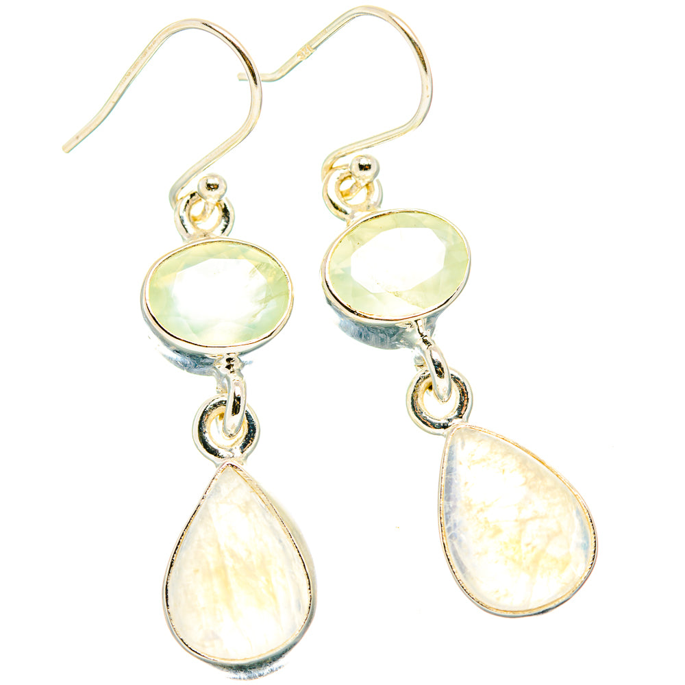 Rainbow Moonstone, Prehnite Earrings handcrafted by Anasilvercos - EARR429863 - Photo 2