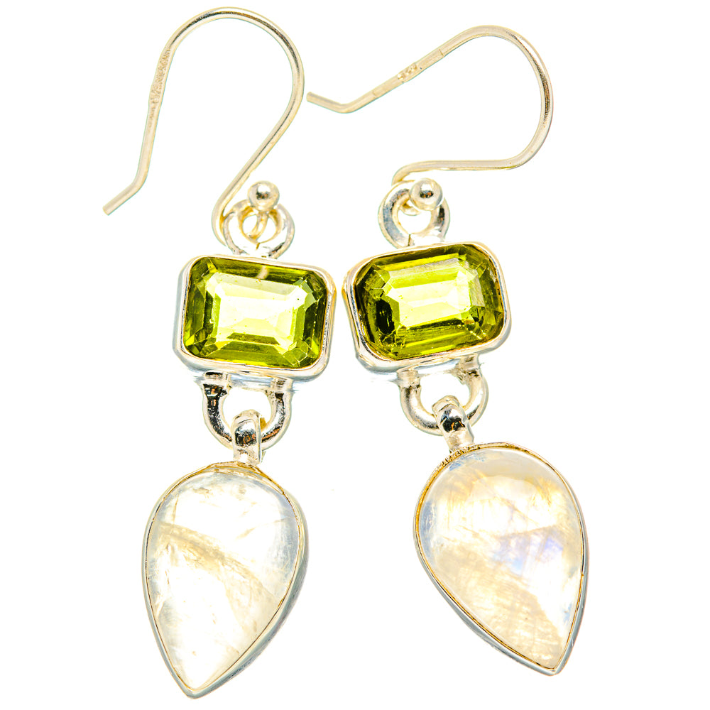 Rainbow Moonstone, Peridot Earrings handcrafted by Anasilvercos - EARR429865 - Photo 2