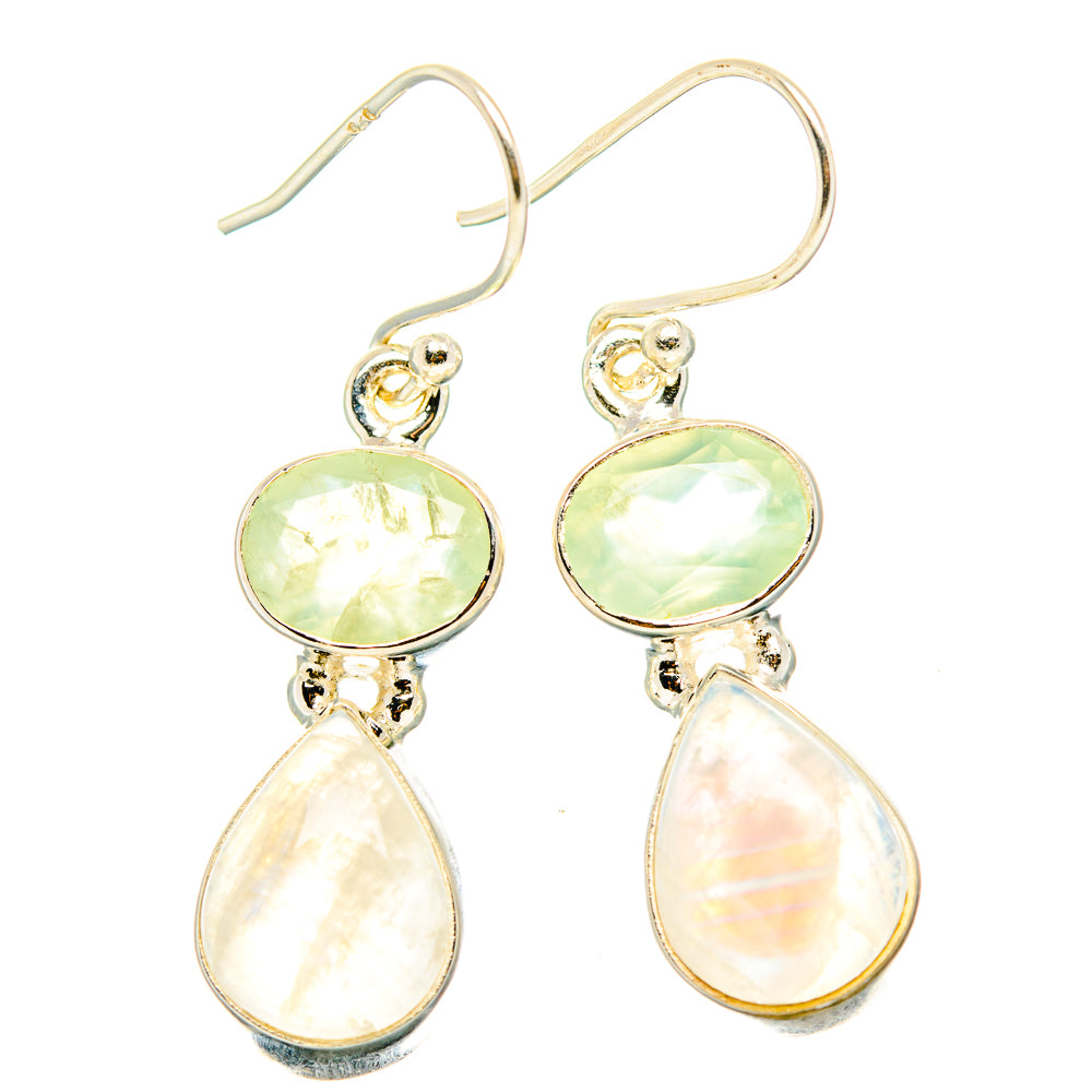 Rainbow Moonstone, Prehnite Earrings handcrafted by Anasilvercos - EARR429866 - Photo 2