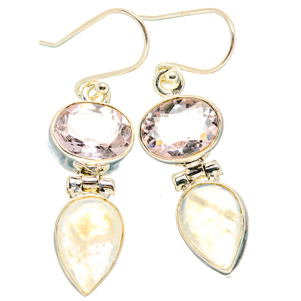 Rainbow Moonstone, Pink Amethyst Earrings handcrafted by Anasilvercos - EARR429869 - Photo 2