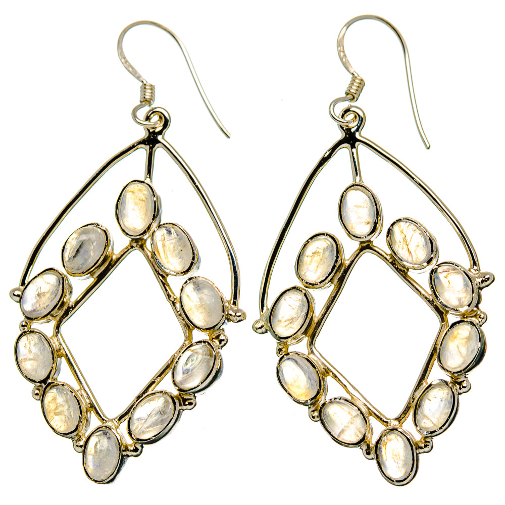 Rainbow Moonstone Earrings handcrafted by Anasilvercos - EARR429878 - Photo 2