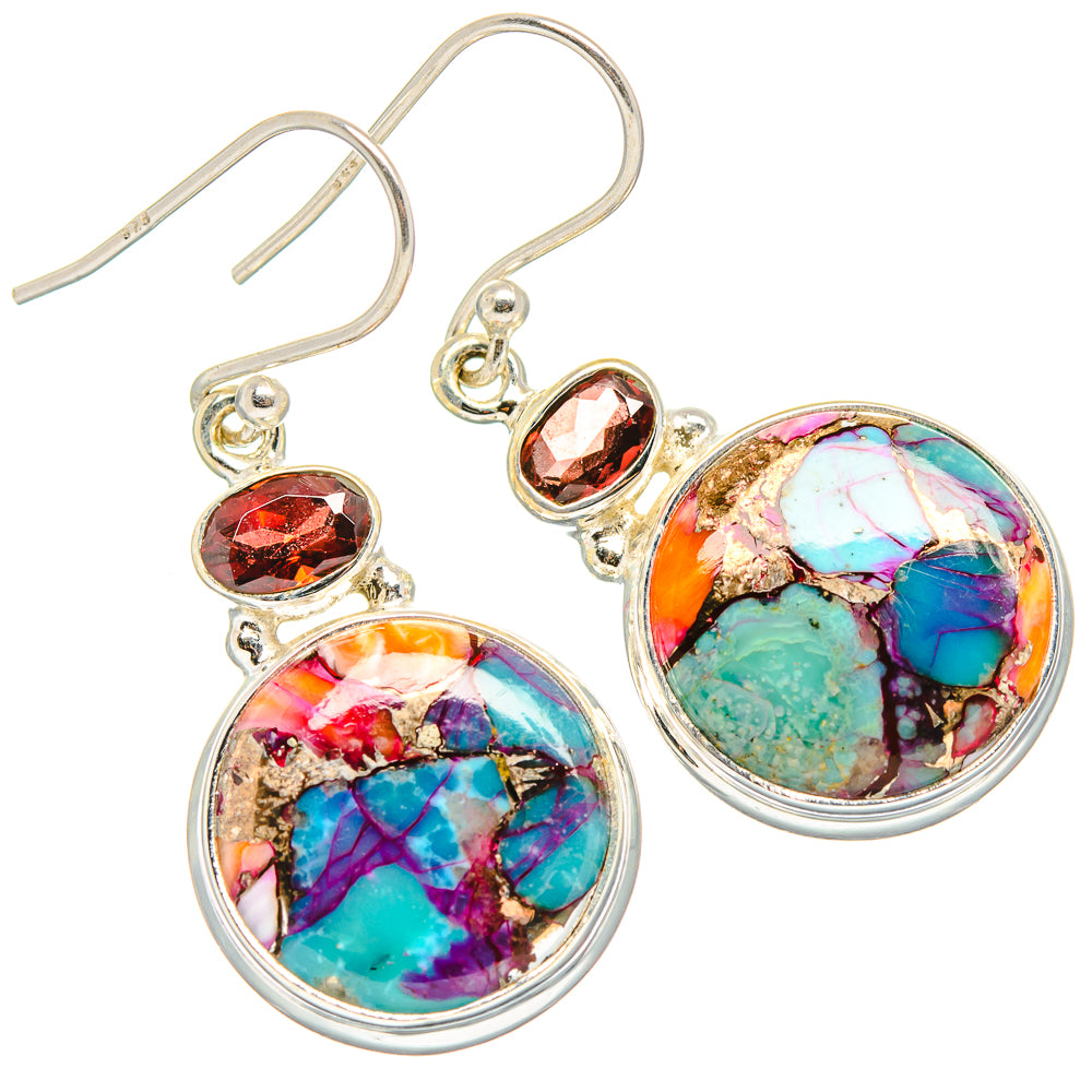 Kingman Pink Dahlia Turquoise Earrings handcrafted by Anasilvercos - EARR429890 - Photo 2