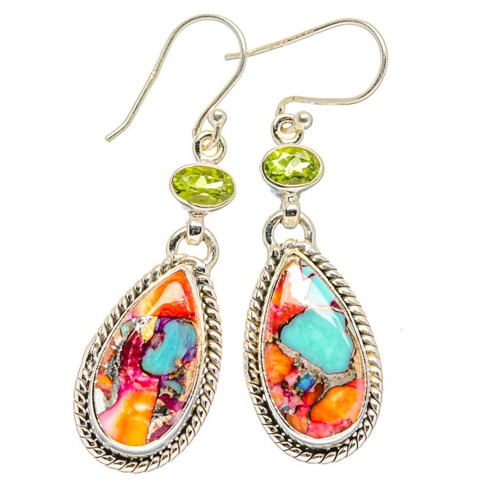 Kingman Pink Dahlia Turquoise Earrings handcrafted by Anasilvercos - EARR429896 - Photo 2