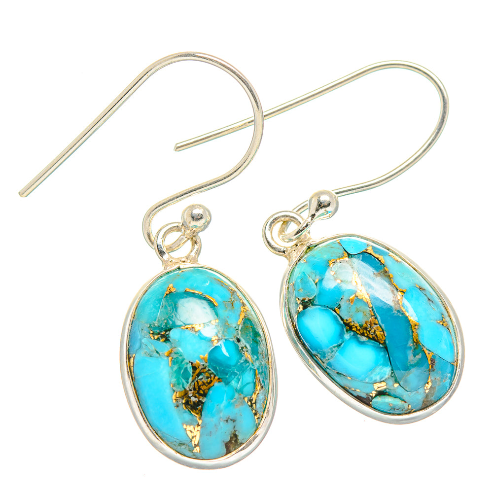 Blue Copper Composite Turquoise Earrings handcrafted by Anasilvercos - EARR429908 - Photo 2