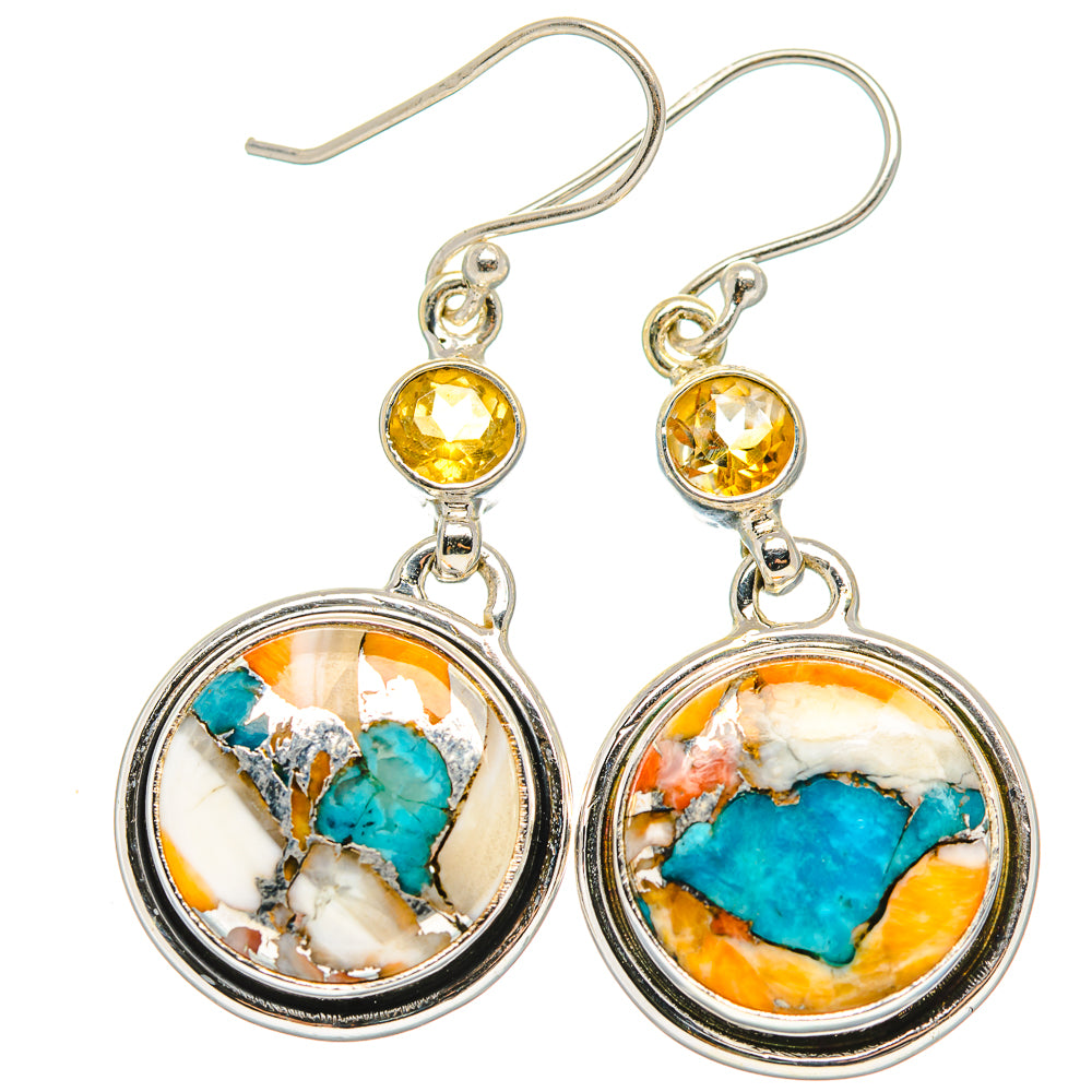 Spiny Oyster Turquoise Earrings handcrafted by Anasilvercos - EARR429920 - Photo 2