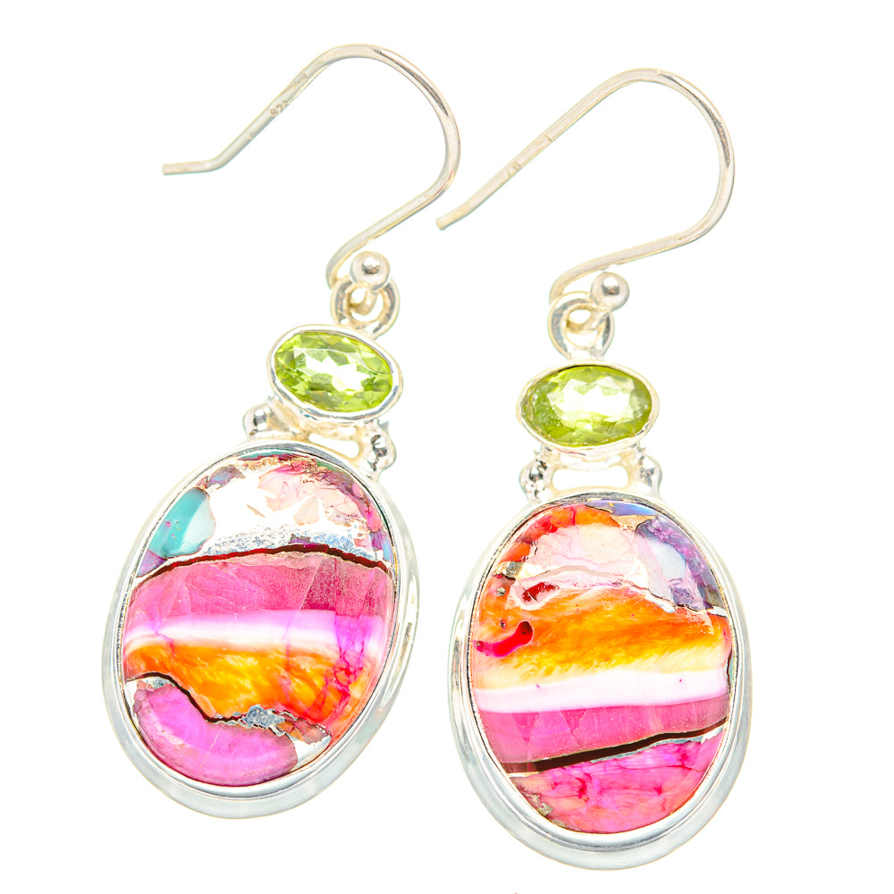 Kingman Pink Dahlia Turquoise Earrings handcrafted by Anasilvercos - EARR429925 - Photo 2