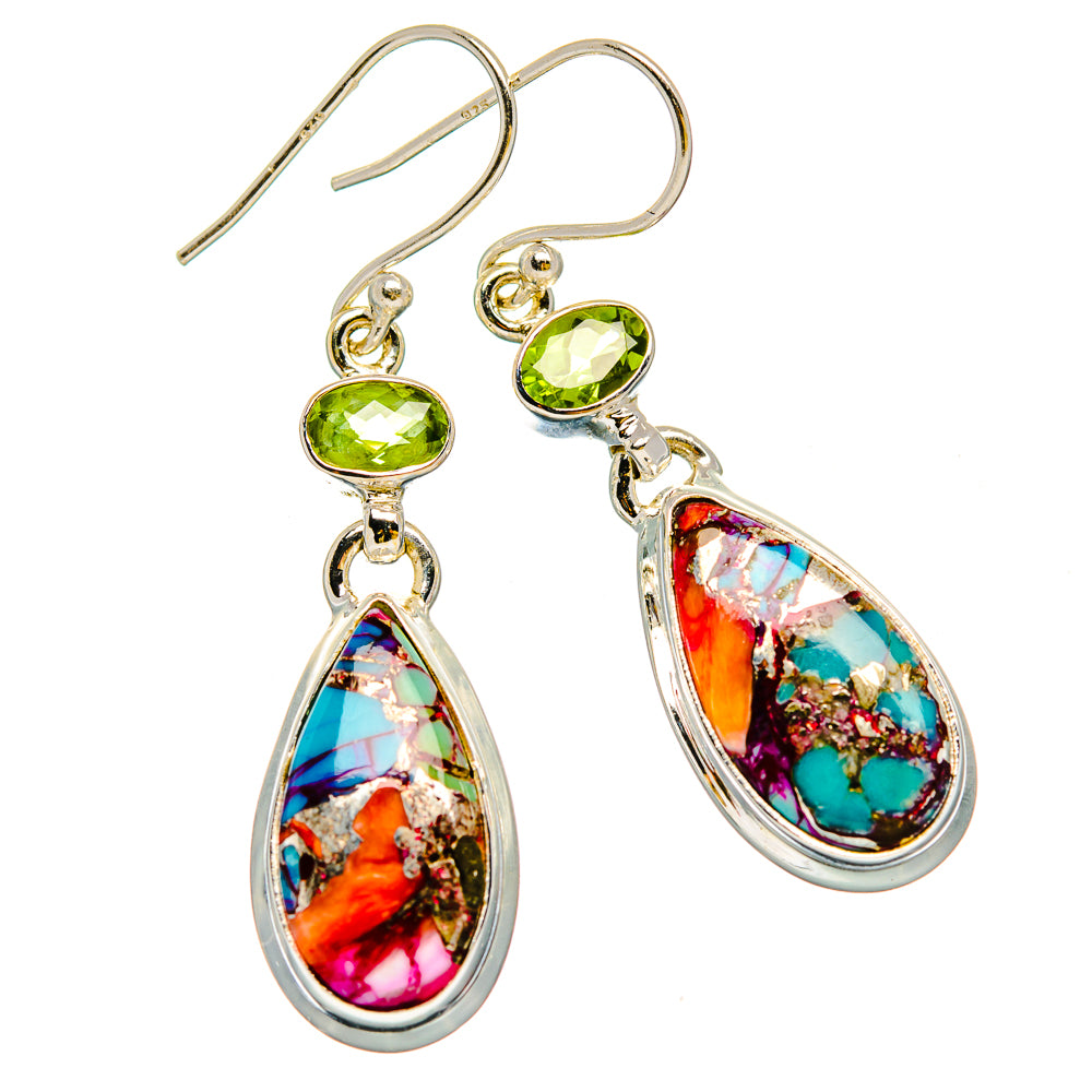 Kingman Pink Dahlia Turquoise Earrings handcrafted by Anasilvercos - EARR429930 - Photo 2