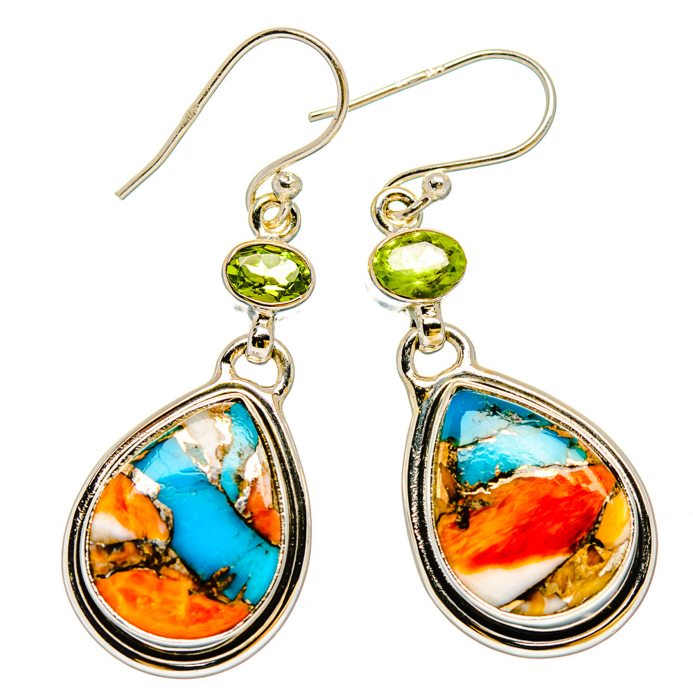 Spiny Oyster Turquoise Earrings handcrafted by Anasilvercos - EARR429952 - Photo 2