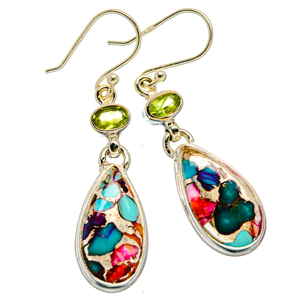 Kingman Pink Dahlia Turquoise Earrings handcrafted by Anasilvercos - EARR429954 - Photo 2