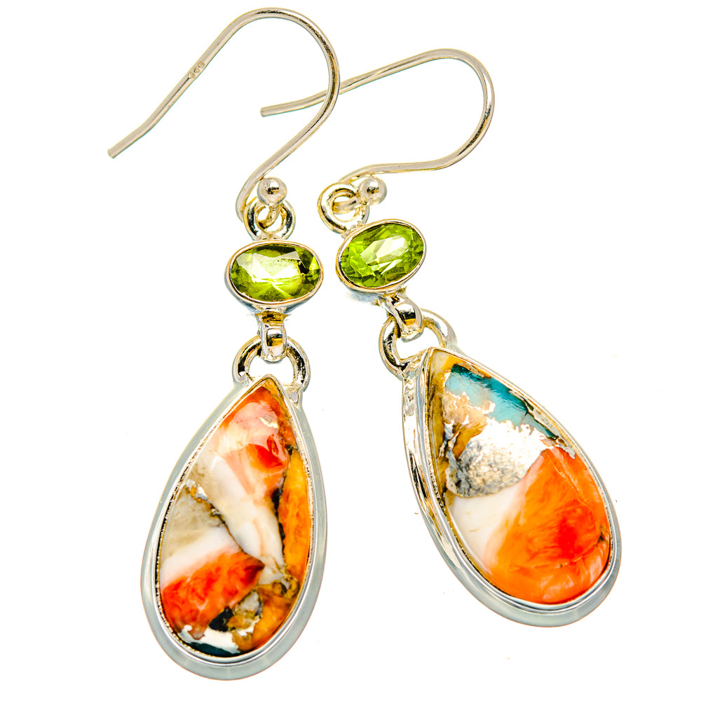 Spiny Oyster Turquoise Earrings handcrafted by Anasilvercos - EARR429956 - Photo 2