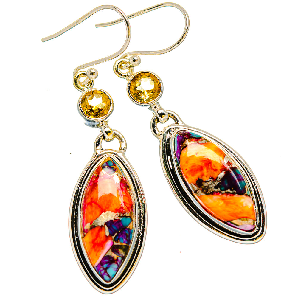 Kingman Pink Dahlia Turquoise Earrings handcrafted by Anasilvercos - EARR429971 - Photo 2