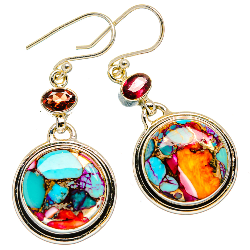 Kingman Pink Dahlia Turquoise Earrings handcrafted by Anasilvercos - EARR429973 - Photo 2