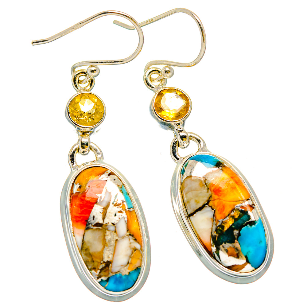 Spiny Oyster Turquoise Earrings handcrafted by Anasilvercos - EARR429974 - Photo 2