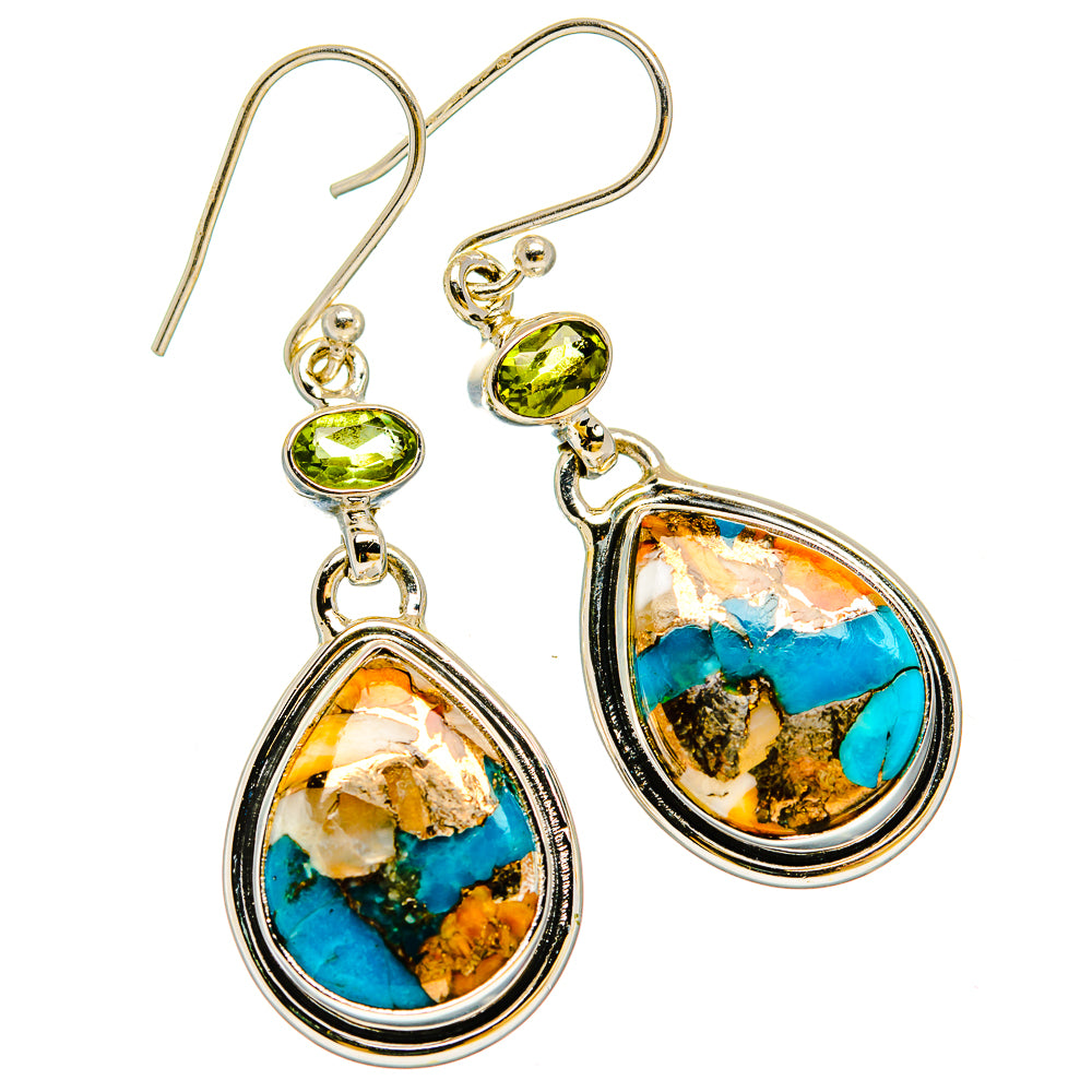 Spiny Oyster Turquoise Earrings handcrafted by Anasilvercos - EARR429975 - Photo 2