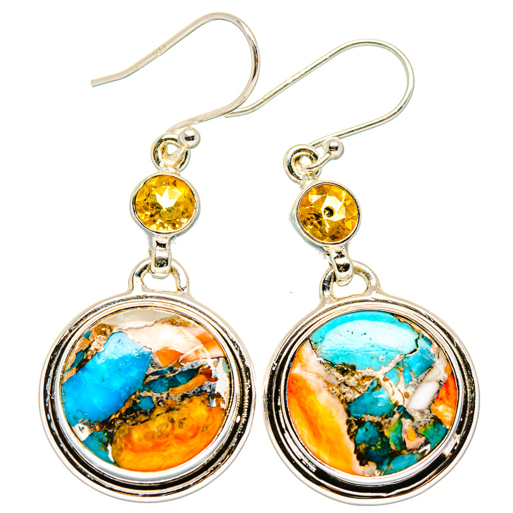 Spiny Oyster Turquoise Earrings handcrafted by Anasilvercos - EARR429981 - Photo 2
