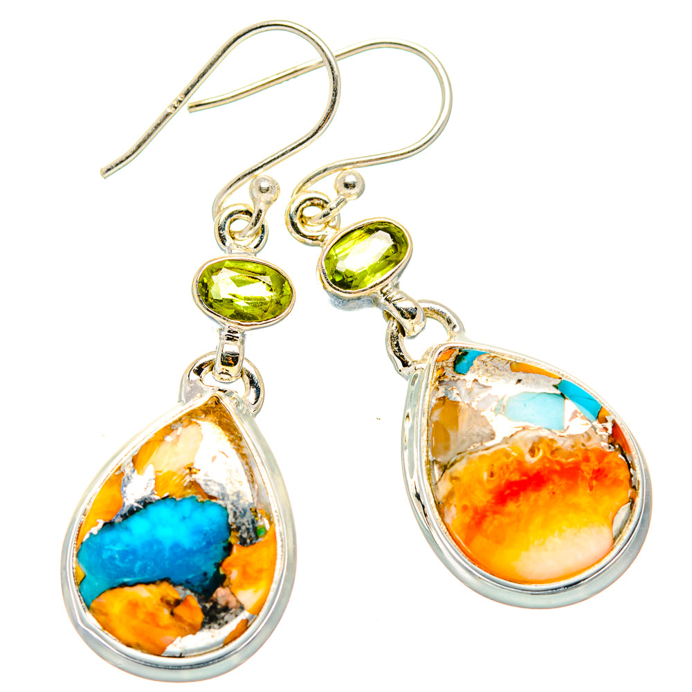 Spiny Oyster Turquoise Earrings handcrafted by Anasilvercos - EARR429991 - Photo 2