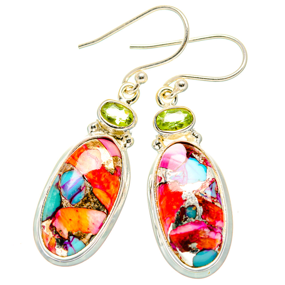 Kingman Pink Dahlia Turquoise Earrings handcrafted by Anasilvercos - EARR430019 - Photo 2