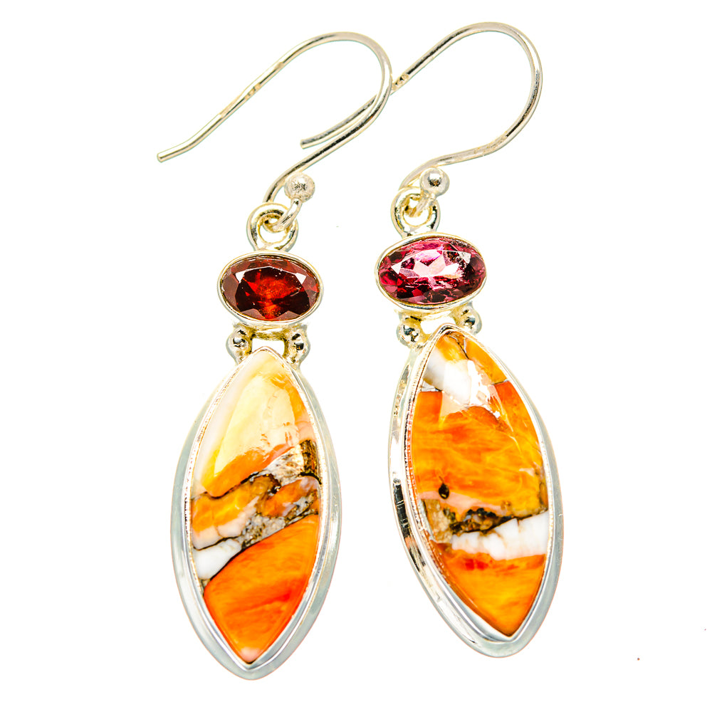 Orange Copper Composite Turquoise Earrings handcrafted by Anasilvercos - EARR430026 - Photo 2