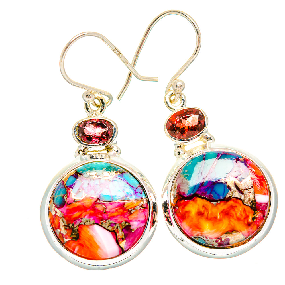 Kingman Pink Dahlia Turquoise Earrings handcrafted by Anasilvercos - EARR430030 - Photo 2