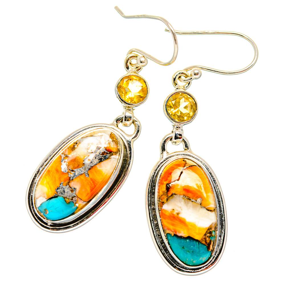 Spiny Oyster Turquoise Earrings handcrafted by Anasilvercos - EARR430041 - Photo 2