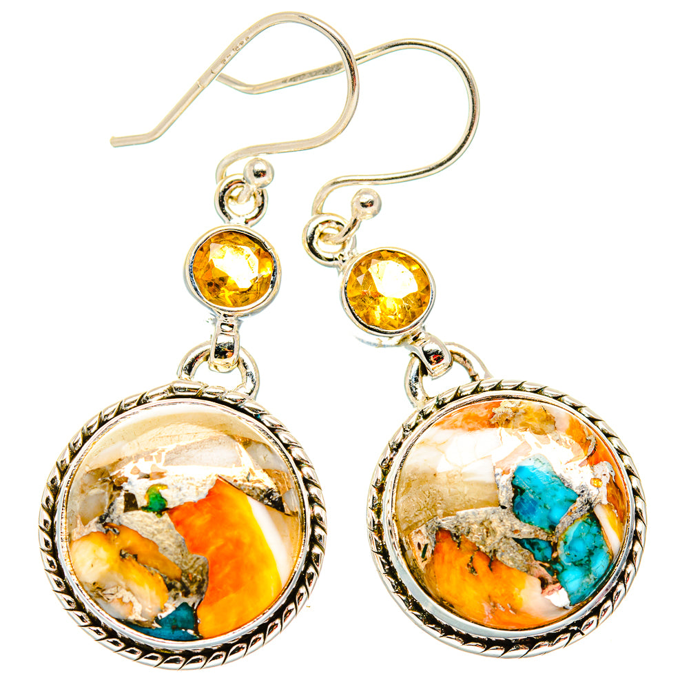 Spiny Oyster Turquoise Earrings handcrafted by Anasilvercos - EARR430061 - Photo 2