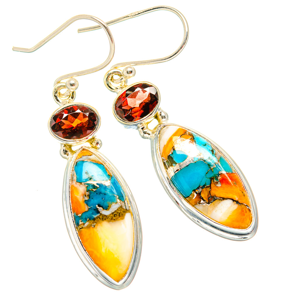 Spiny Oyster Turquoise Earrings handcrafted by Anasilvercos - EARR430066 - Photo 2