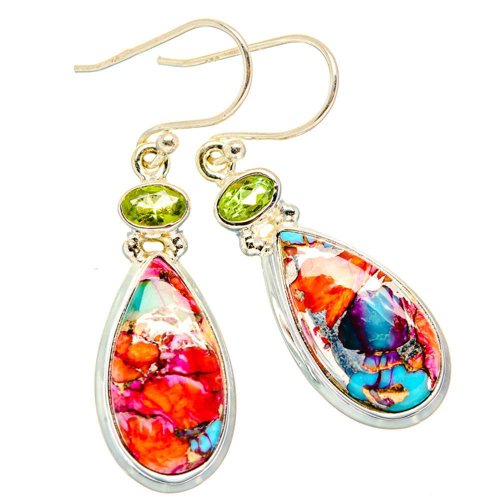Kingman Pink Dahlia Turquoise Earrings handcrafted by Anasilvercos - EARR430067 - Photo 2