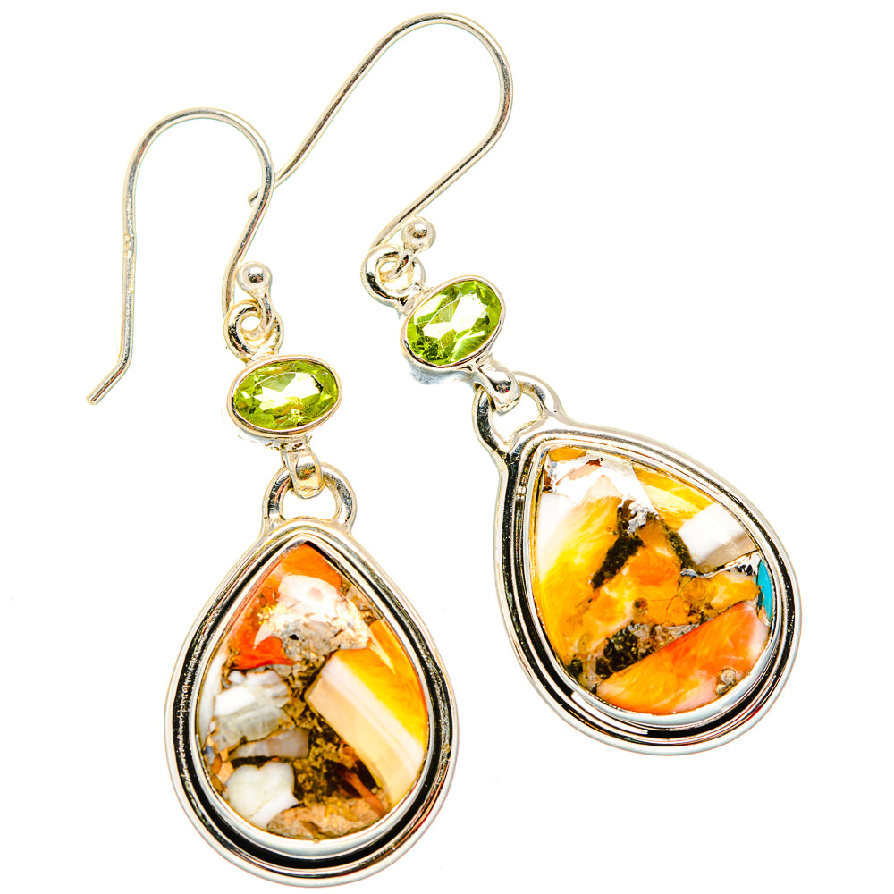 Orange Copper Composite Turquoise Earrings handcrafted by Anasilvercos - EARR430073 - Photo 2