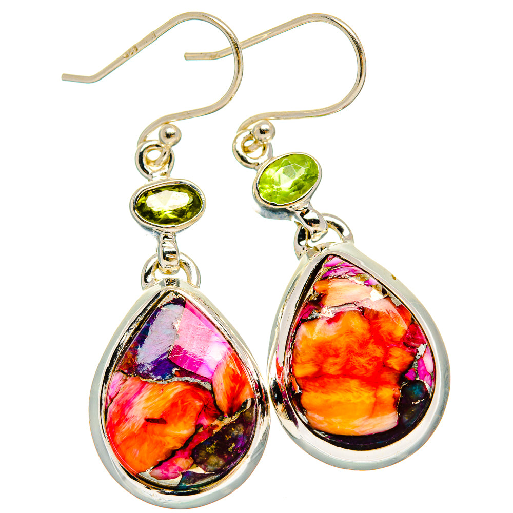 Kingman Pink Dahlia Turquoise Earrings handcrafted by Anasilvercos - EARR430097 - Photo 2