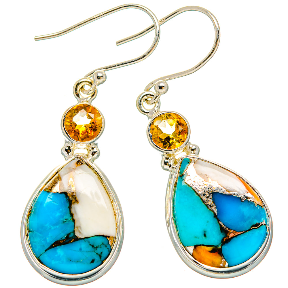 Blue Copper Composite Turquoise Earrings handcrafted by Anasilvercos - EARR430098 - Photo 2