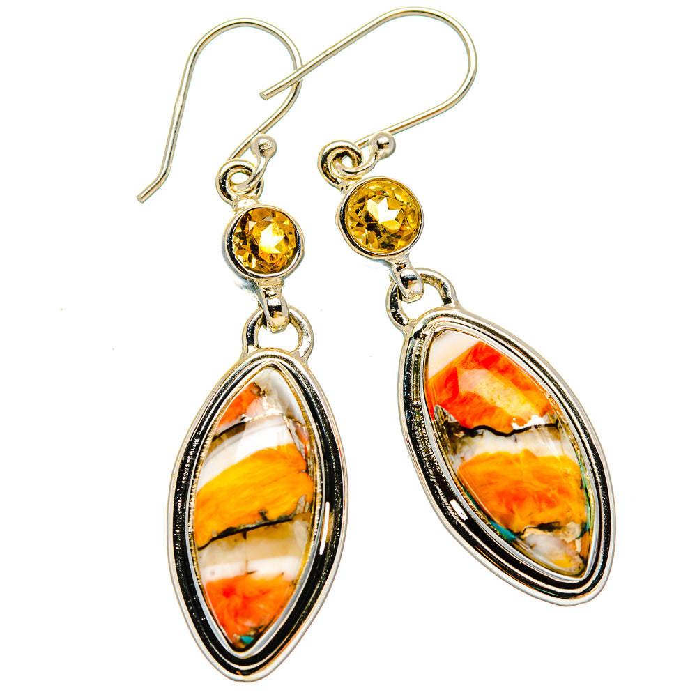 Spiny Oyster Turquoise Earrings handcrafted by Anasilvercos - EARR430099 - Photo 2