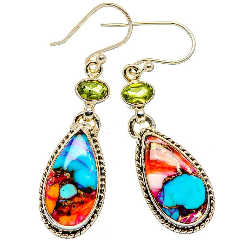 Kingman Pink Dahlia Turquoise Earrings handcrafted by Anasilvercos - EARR430127 - Photo 2