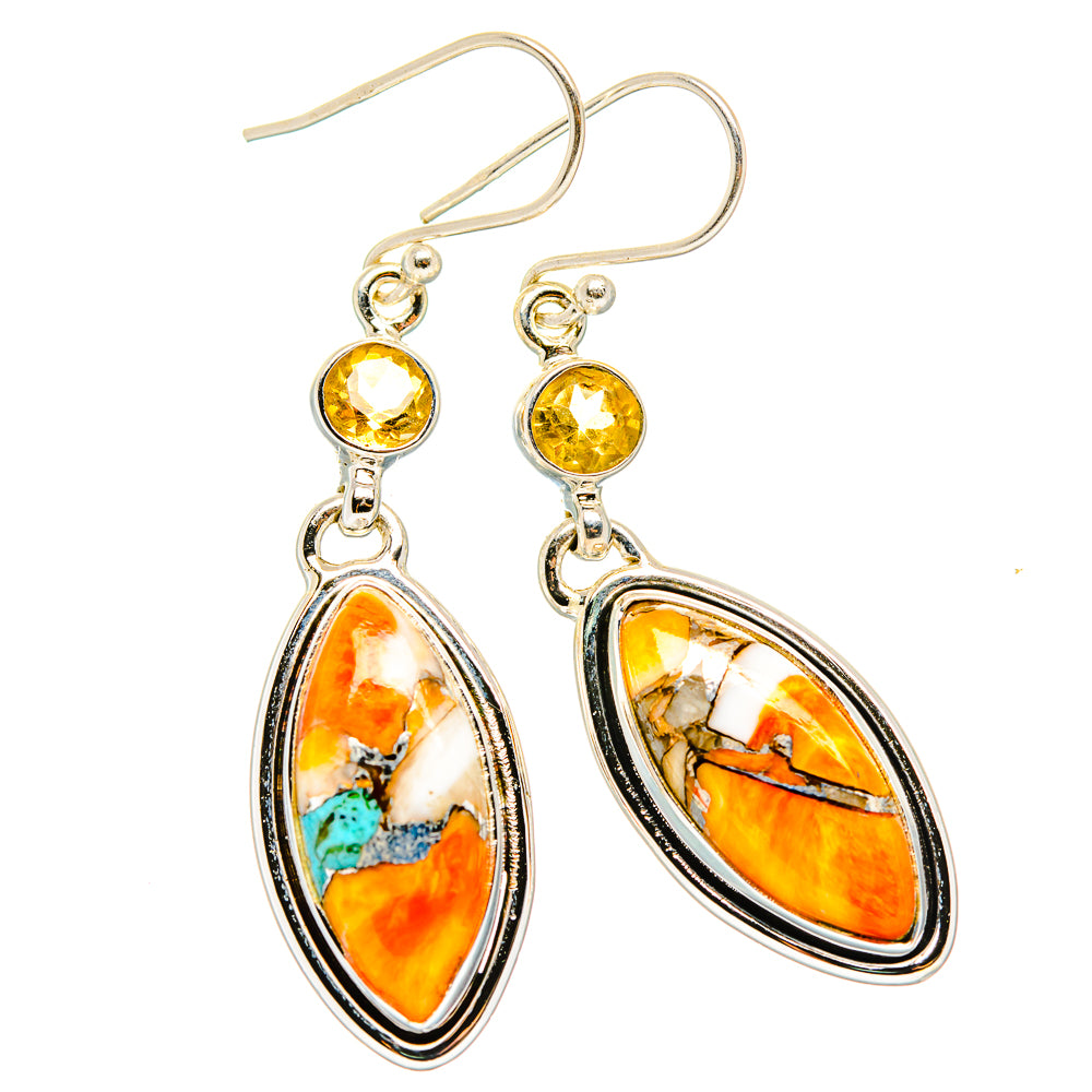 Spiny Oyster Turquoise Earrings handcrafted by Anasilvercos - EARR430152 - Photo 2