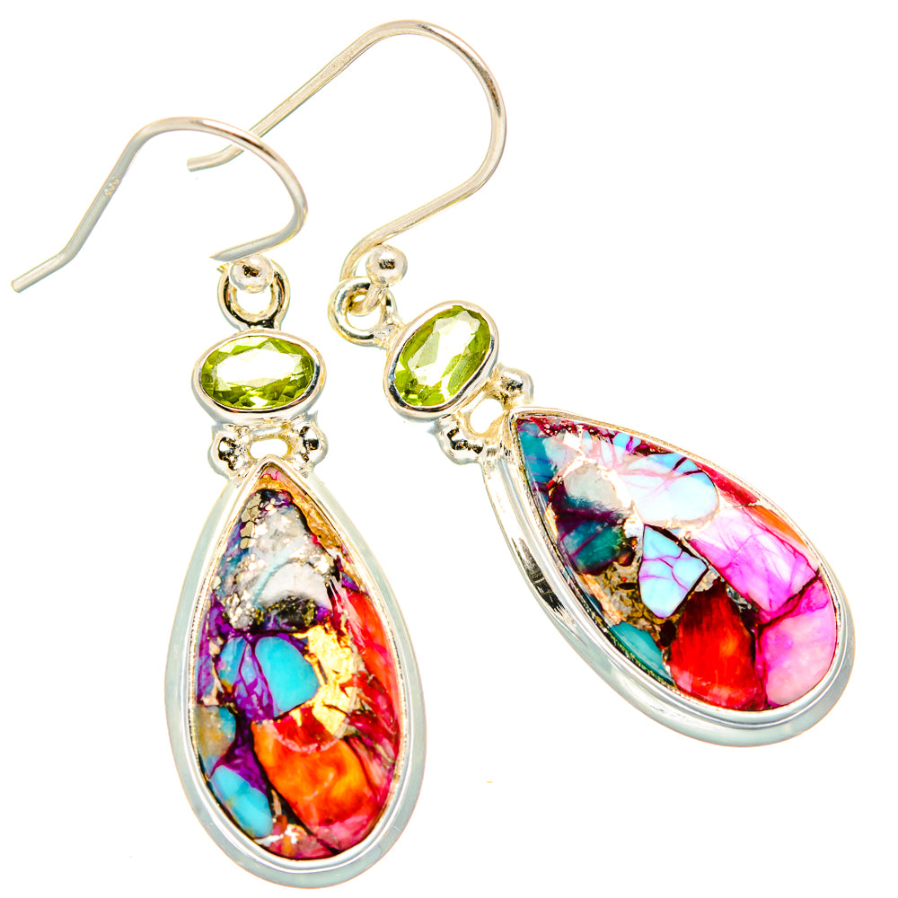 Kingman Pink Dahlia Turquoise Earrings handcrafted by Anasilvercos - EARR430157 - Photo 2