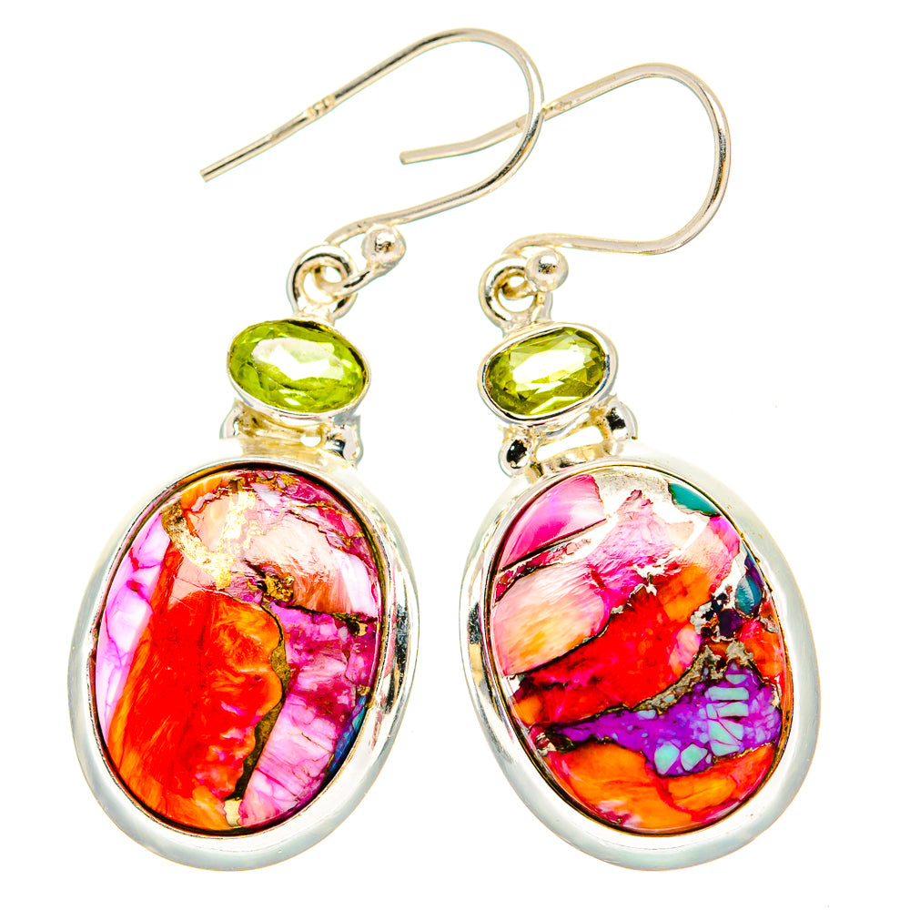 Kingman Pink Dahlia Turquoise Earrings handcrafted by Anasilvercos - EARR430184 - Photo 2