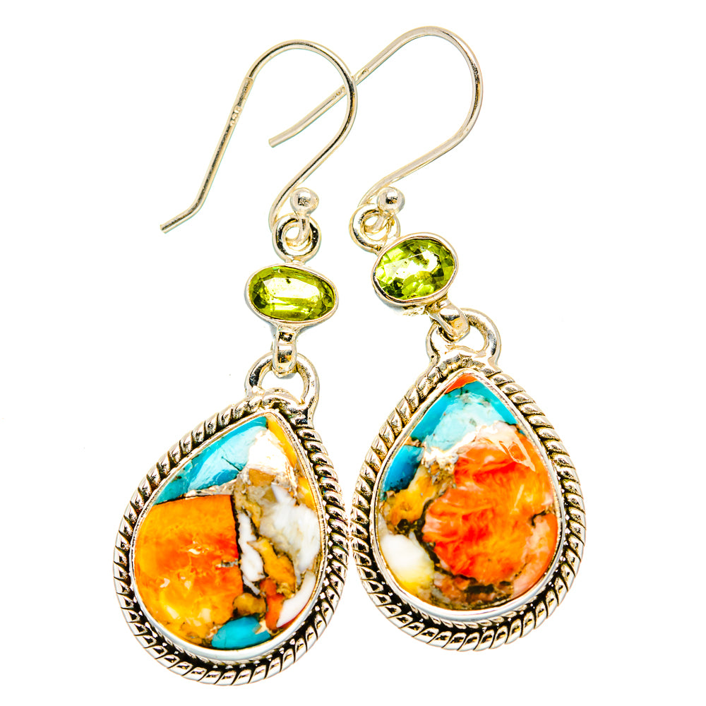 Spiny Oyster Turquoise Earrings handcrafted by Anasilvercos - EARR430188 - Photo 2
